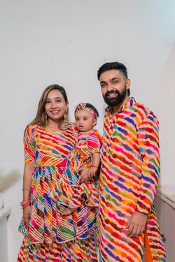 Colorful Whispers Leheriya Festival Outfits | Festive Twinning Sets for Family