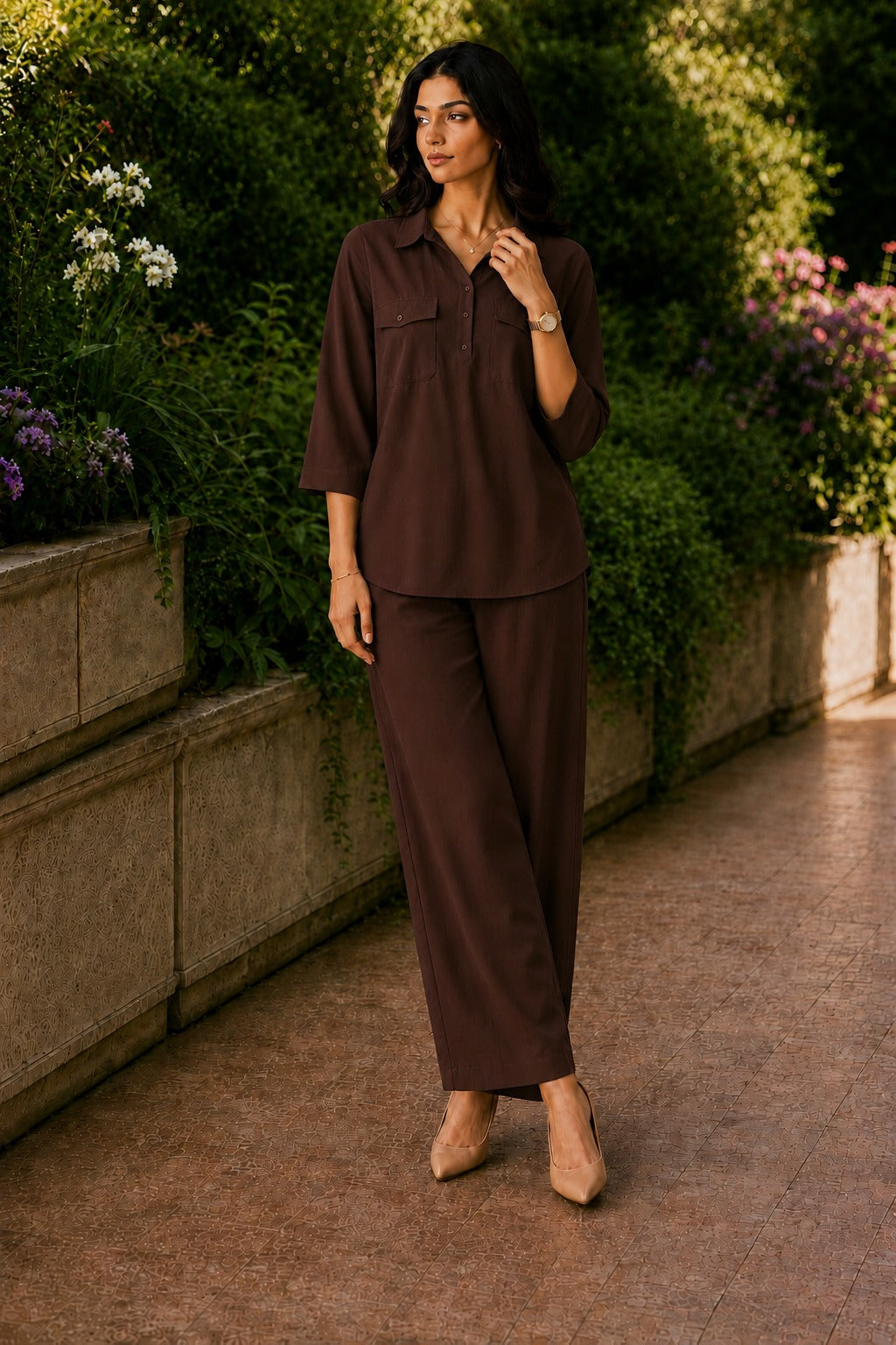 Women Solid Coordsets for Office Wear