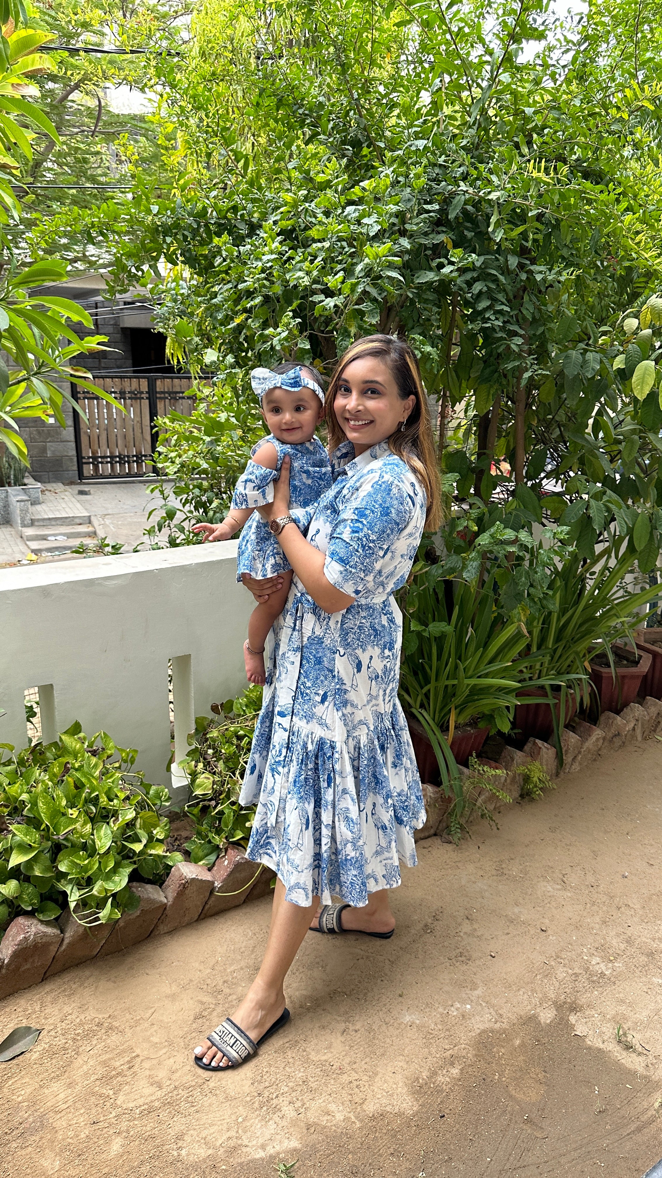 Blue & White Jungle Print Family-Twinning-Sets