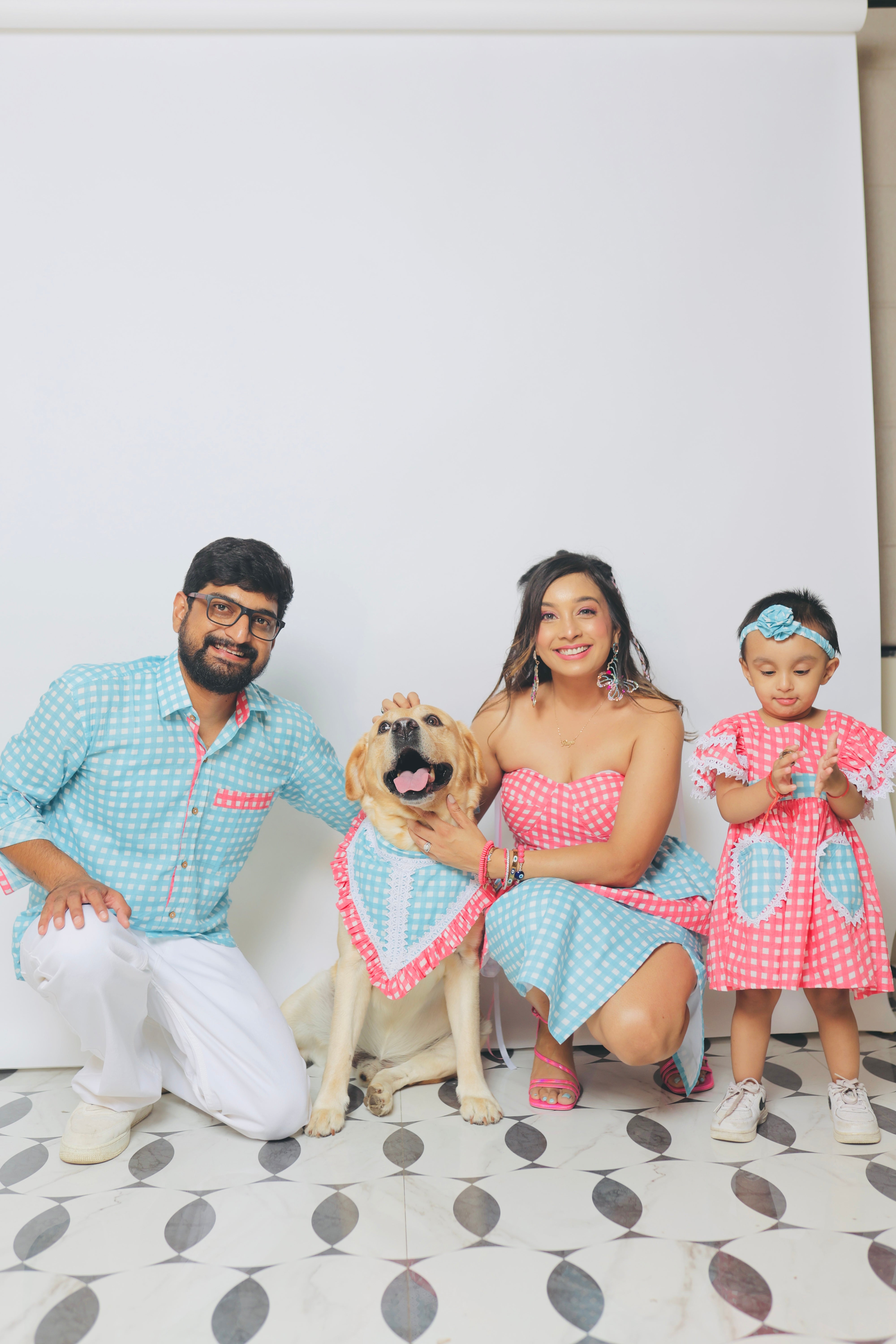 Pink and Blue Check Twinning Dresses for Birthday Parties and Gender Reveal