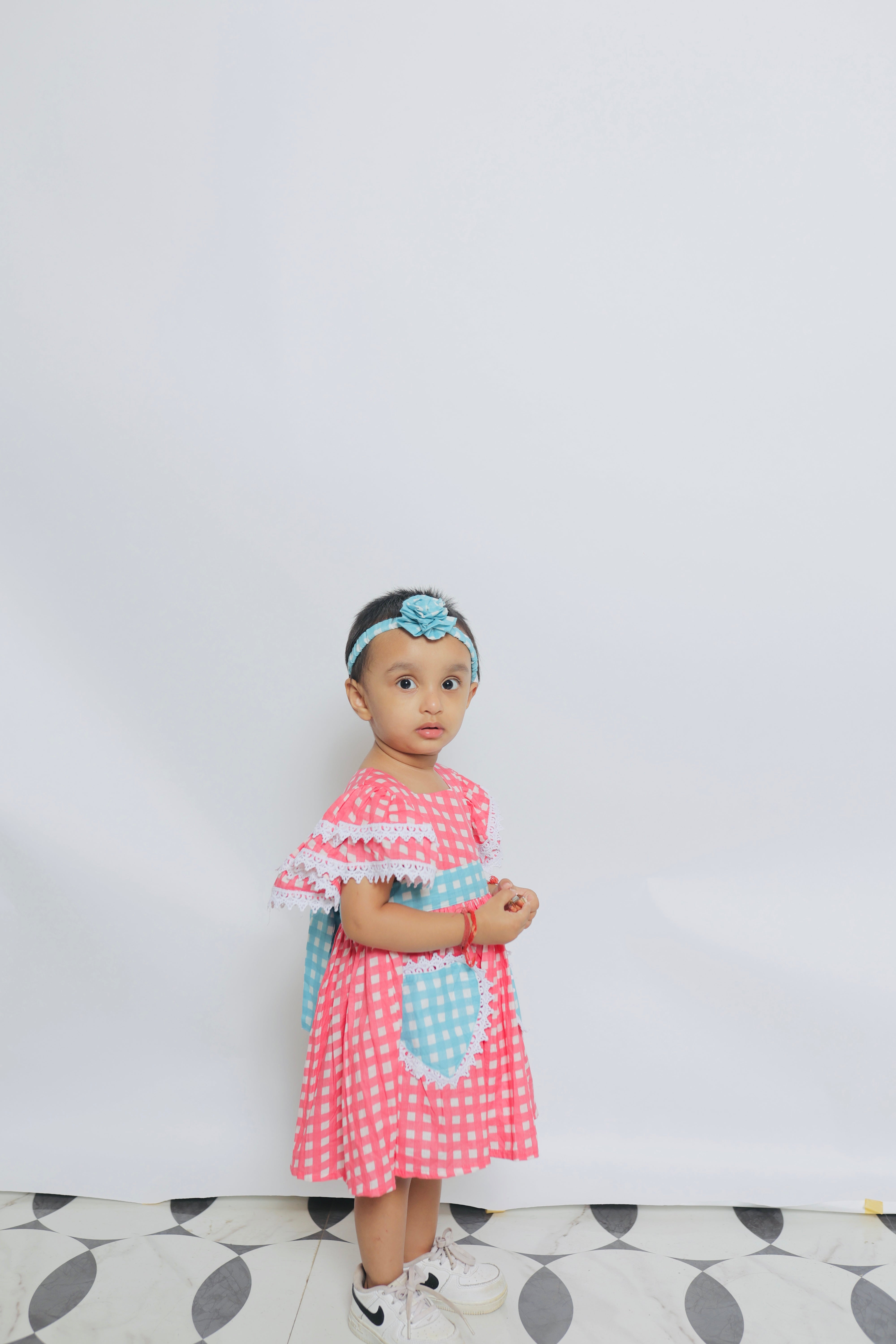 Pink and Blue Check Twinning Dresses for Birthday Parties and Gender Reveal