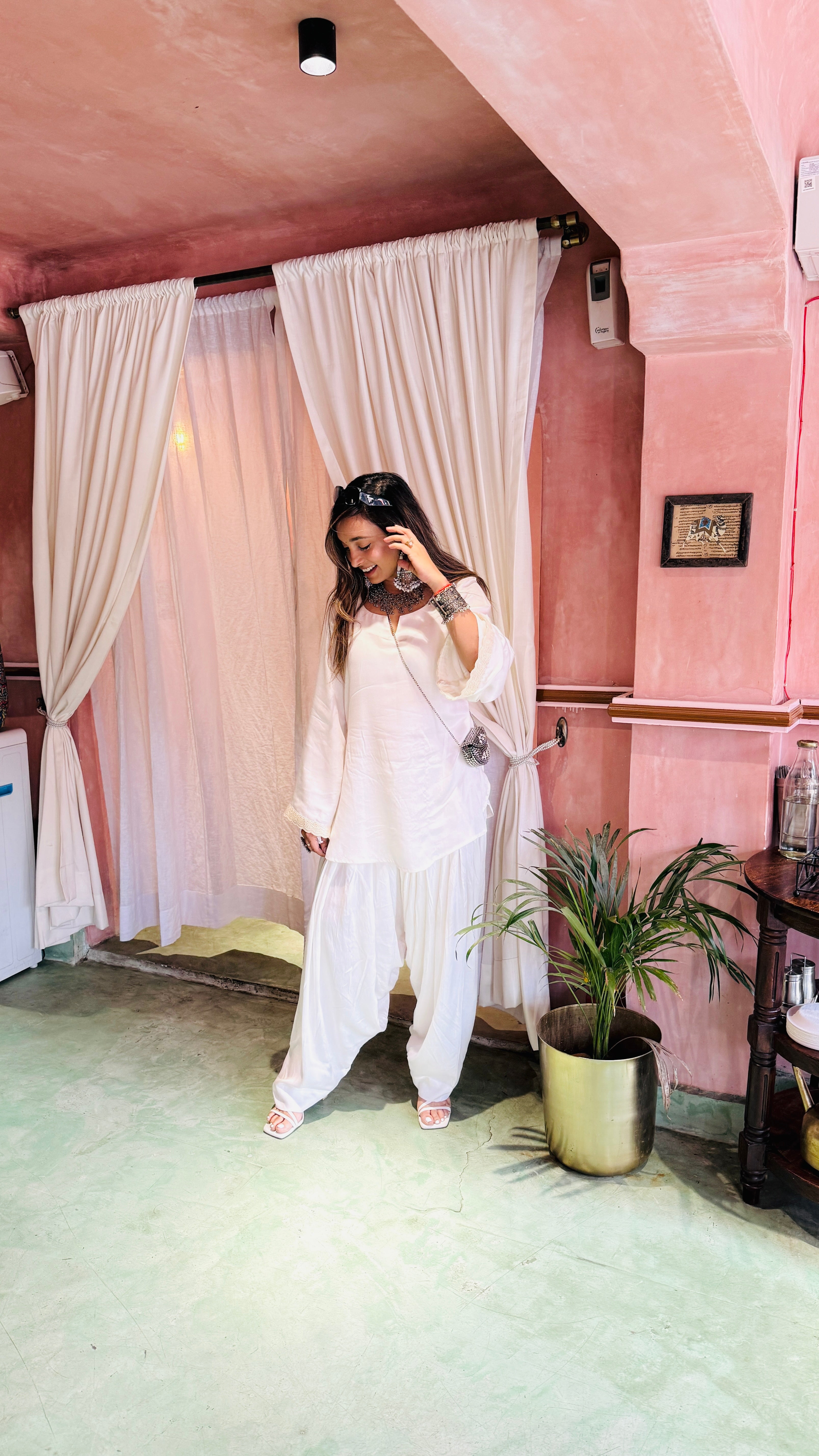 Ethereal White Farshi Twinning Set for Mother & Daughter