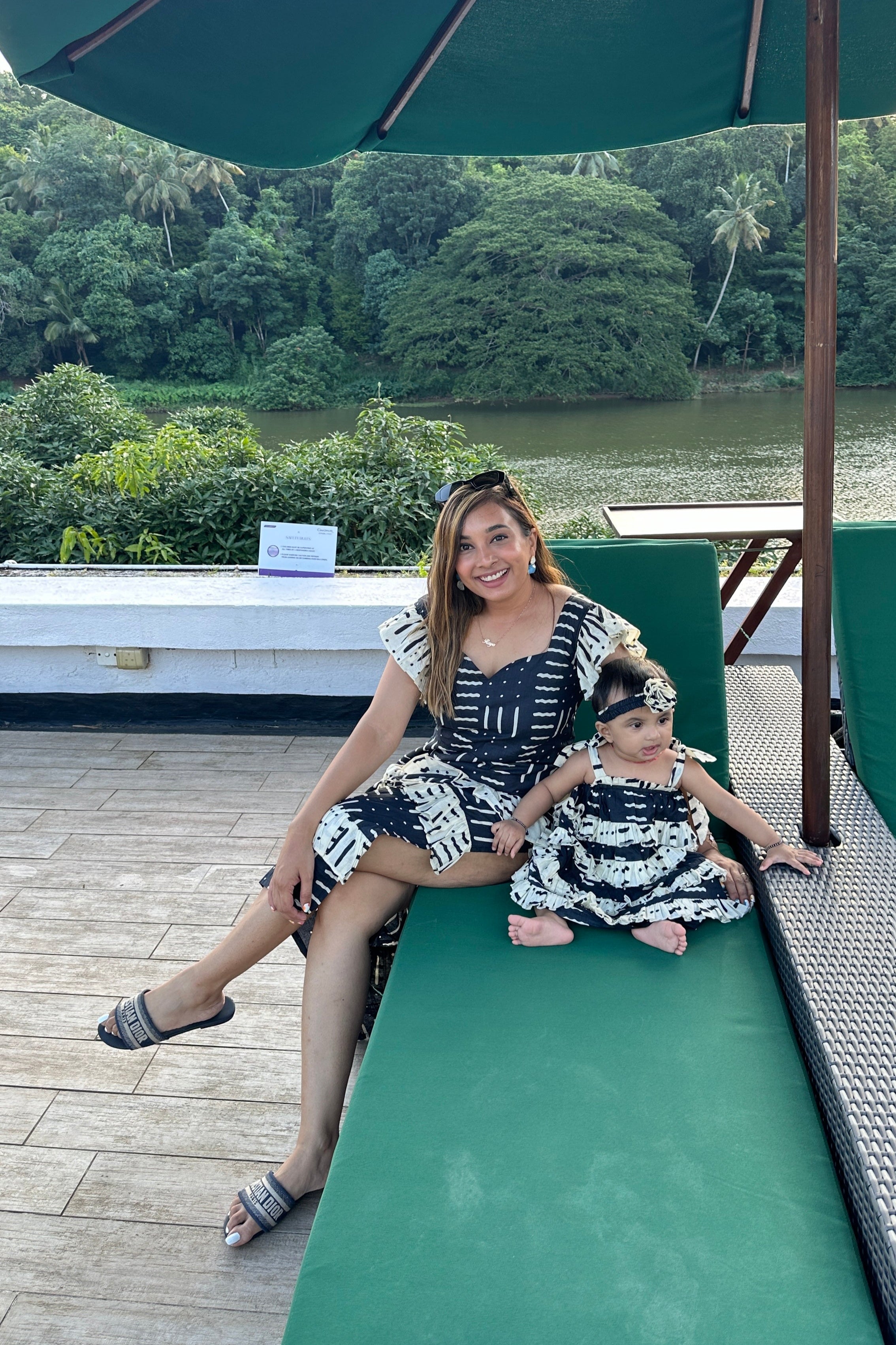 Blue And Cream Women A-line Dress