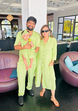 Pista Green Twinning Outfits for Family Combo