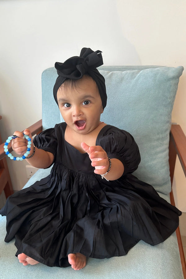 Solid Black Dress Twinning Set for Family | Matching Outfits for Parents & Kids