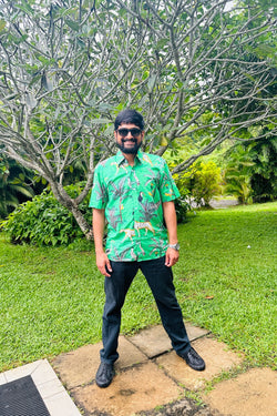 Green Jungle Print Half Sleeves Shirt for Men | Perfect for Any Season