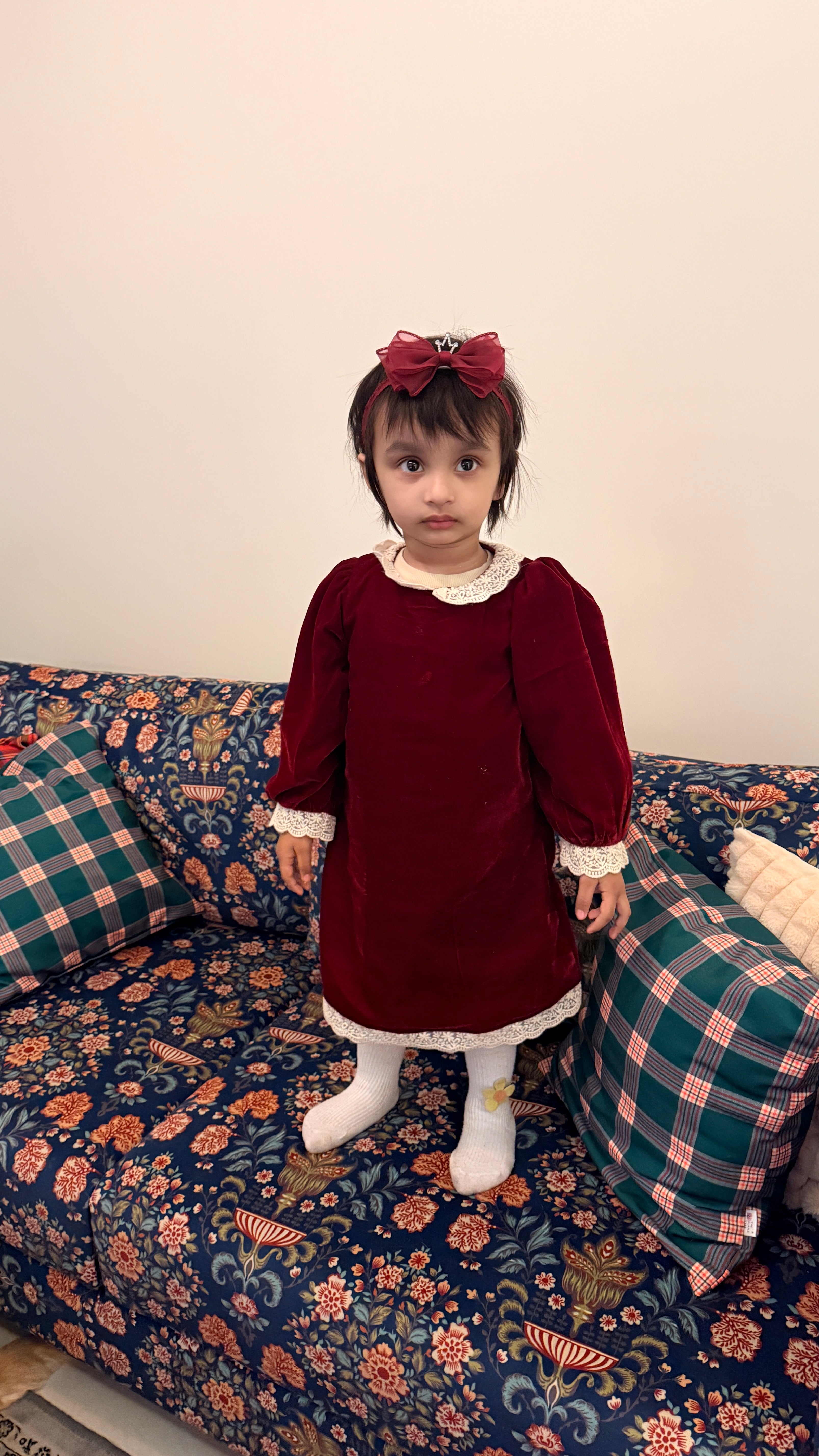 Maroon Velvet family twinning sets for winters | Perfect for christmas, new year and parties