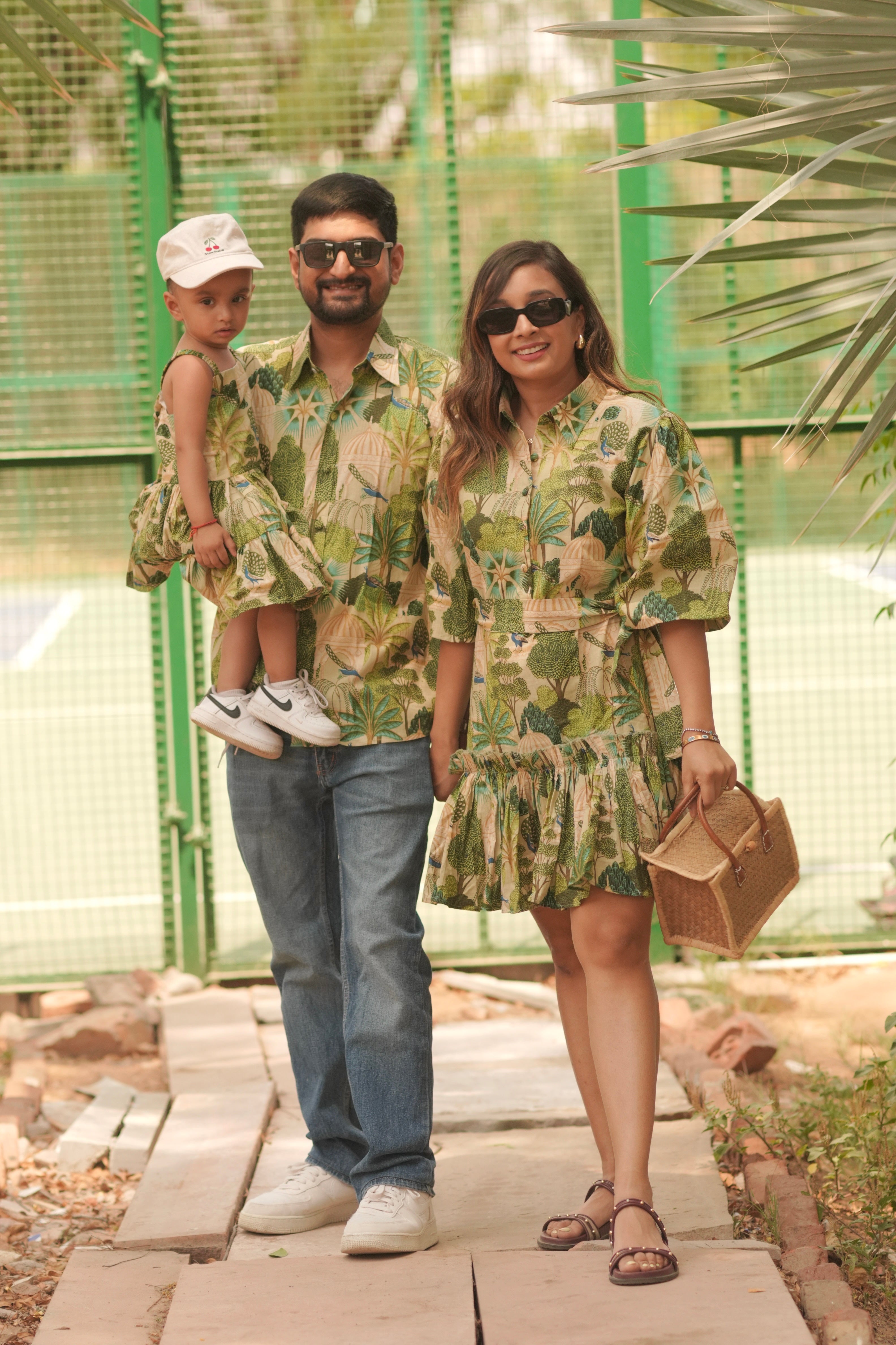 Heritage Peacock Print 100% Cotton Summer Twinning Sets for Family