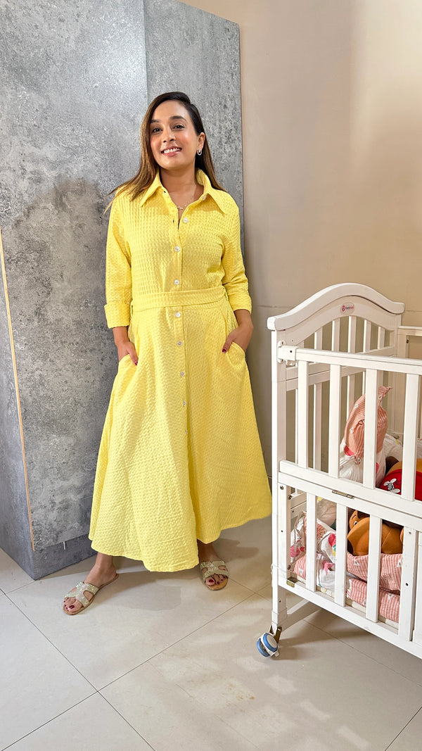 Yellow Winter Dress and Coords Set for Women | Winter Twinning Sets for mother and daughter