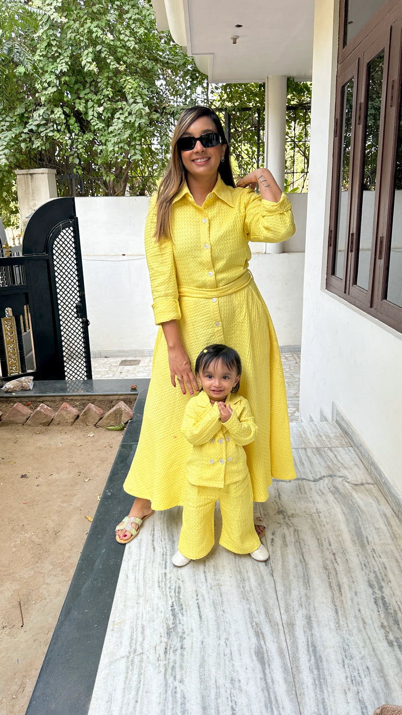 Yellow Winter Dress and Coords Set for Women | Winter Twinning Sets for mother and daughter