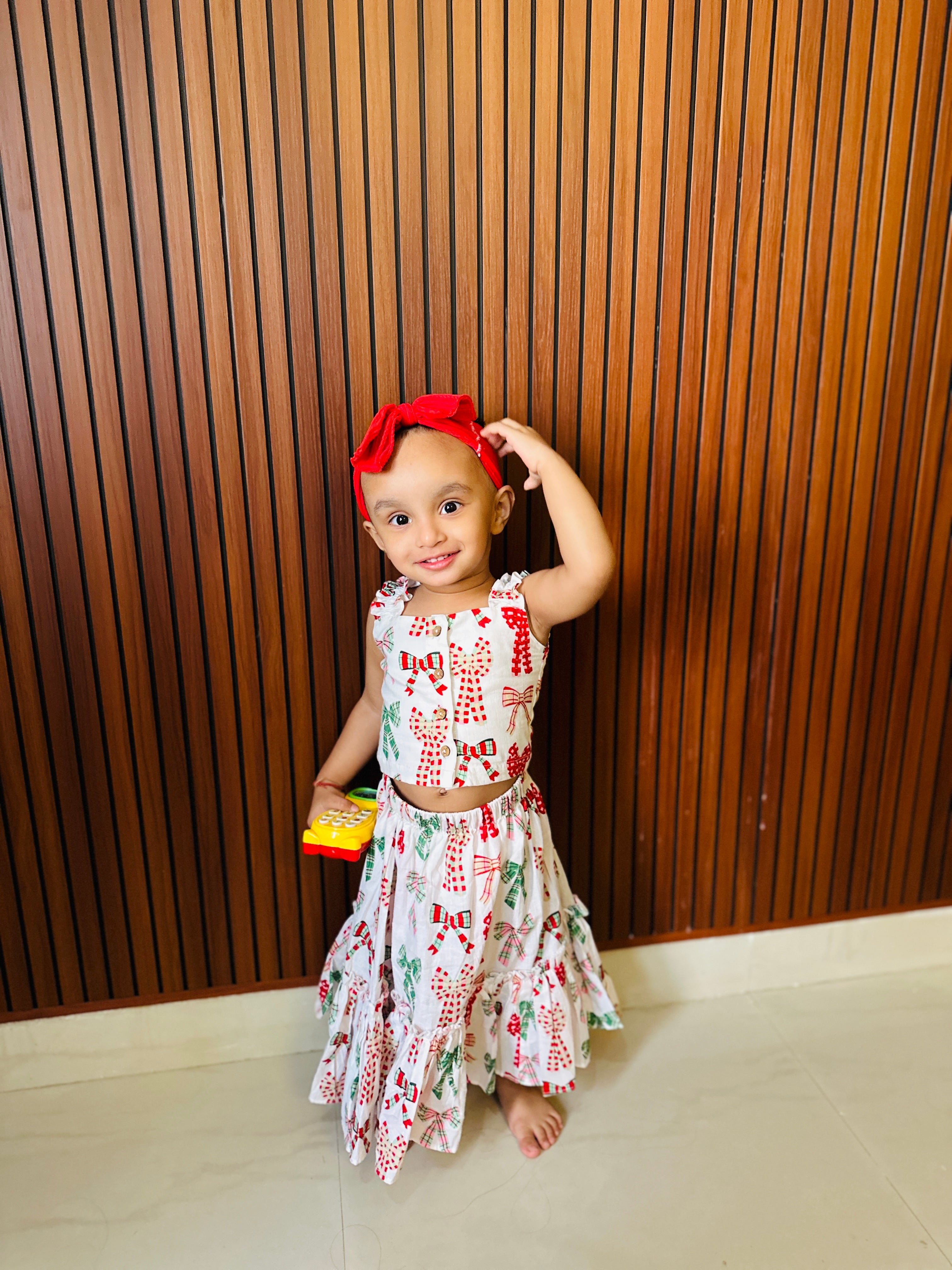 “Bows of Joy" Red & White Cotton Twinning Dresses