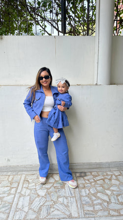 Blue Denim Style Coords set for Women and Girl