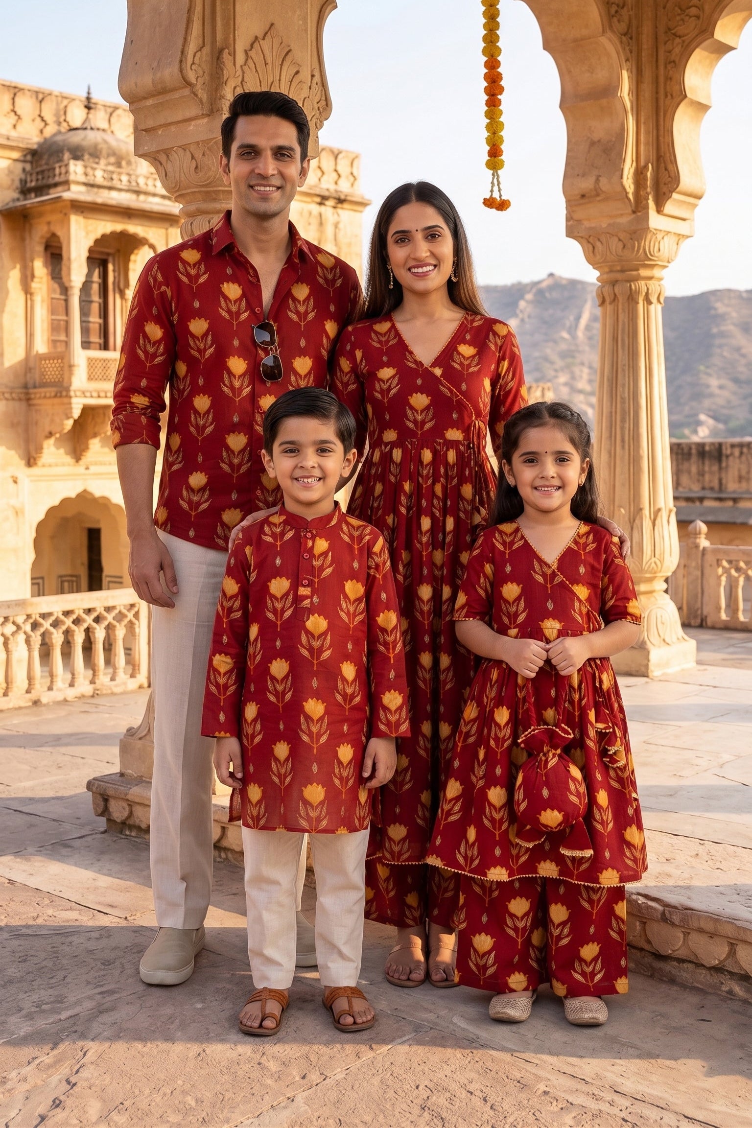 The Sindoor Botanica Family Twinning Sets | Festive Wear Matching Family Outfits