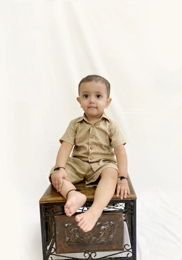 Beige Coord Set for Boys | Trendy Short & Shirt Combo