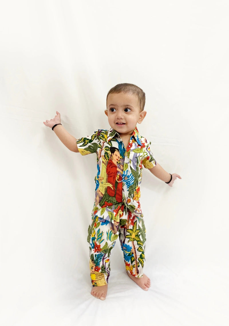 Alexander Frida Garden Print Cotton Trouser & Shirt Set for Boys