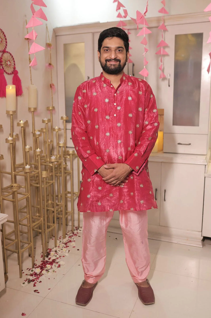 Rani Pink Wedding Lehenga and Kurta Set for Men, Women, Boy and Girl | Festive Twinning sets for family