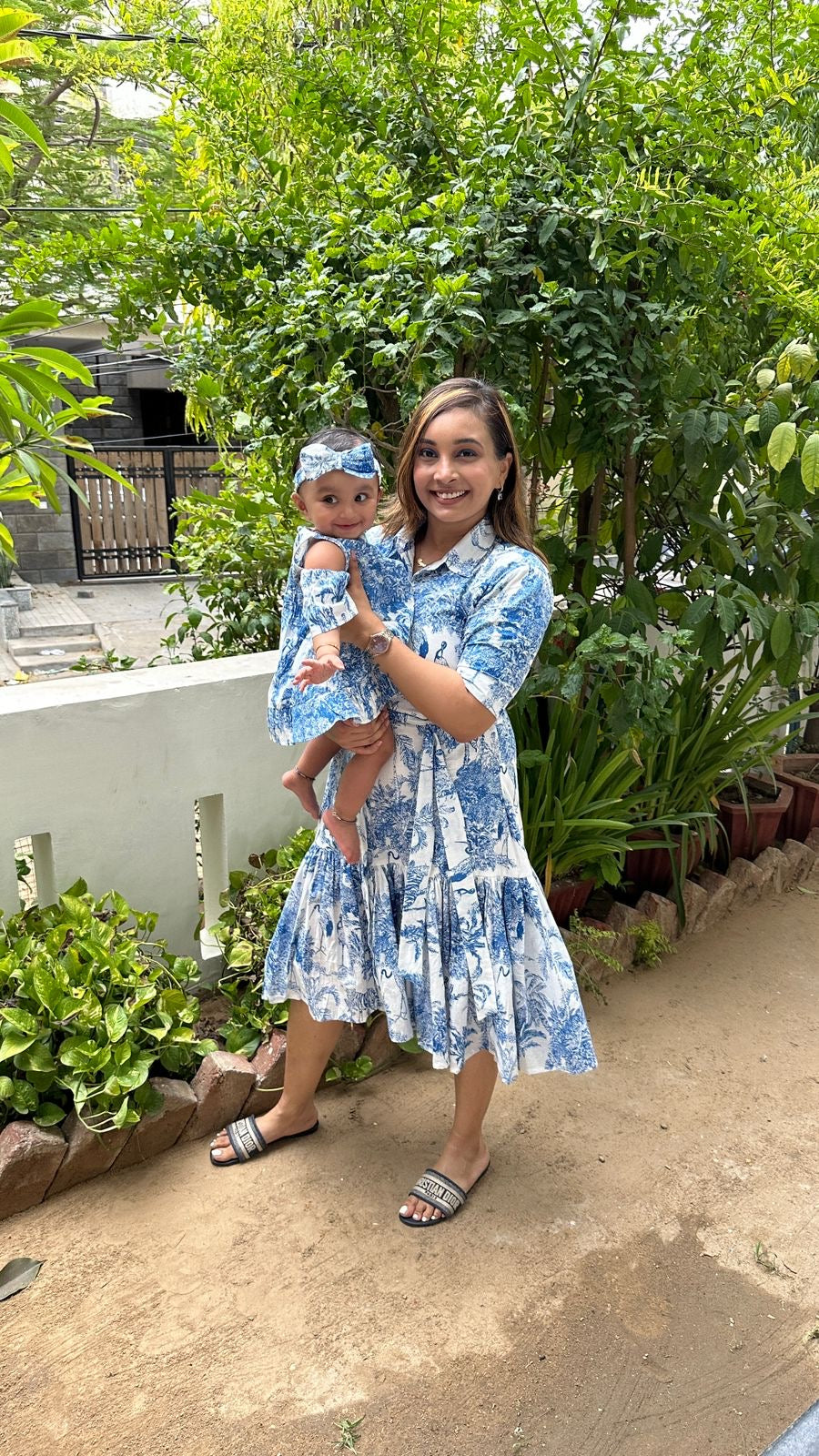 Blue & White Jungle Print Family-Twinning-Sets